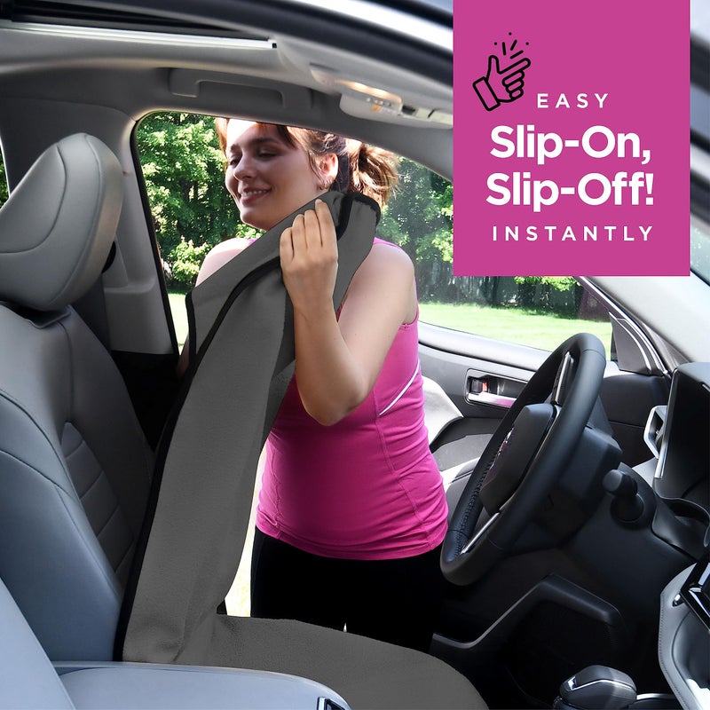 lebogner Waterproof Sweating Car Seat Cover for Post Gym Workout  Running  Swimming  Beach and Hiking  Universal Fit Anti-Slip Bucket Seat Protector for Cars  SUVs and Trucks  Machine Washable  Grey - Image 4